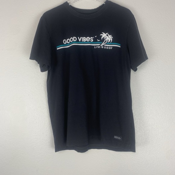 Life is Good Shirt Mens Medium Crusher-lite Graphic Tee Good Vibes Palm Tree M - Picture 1 of 7